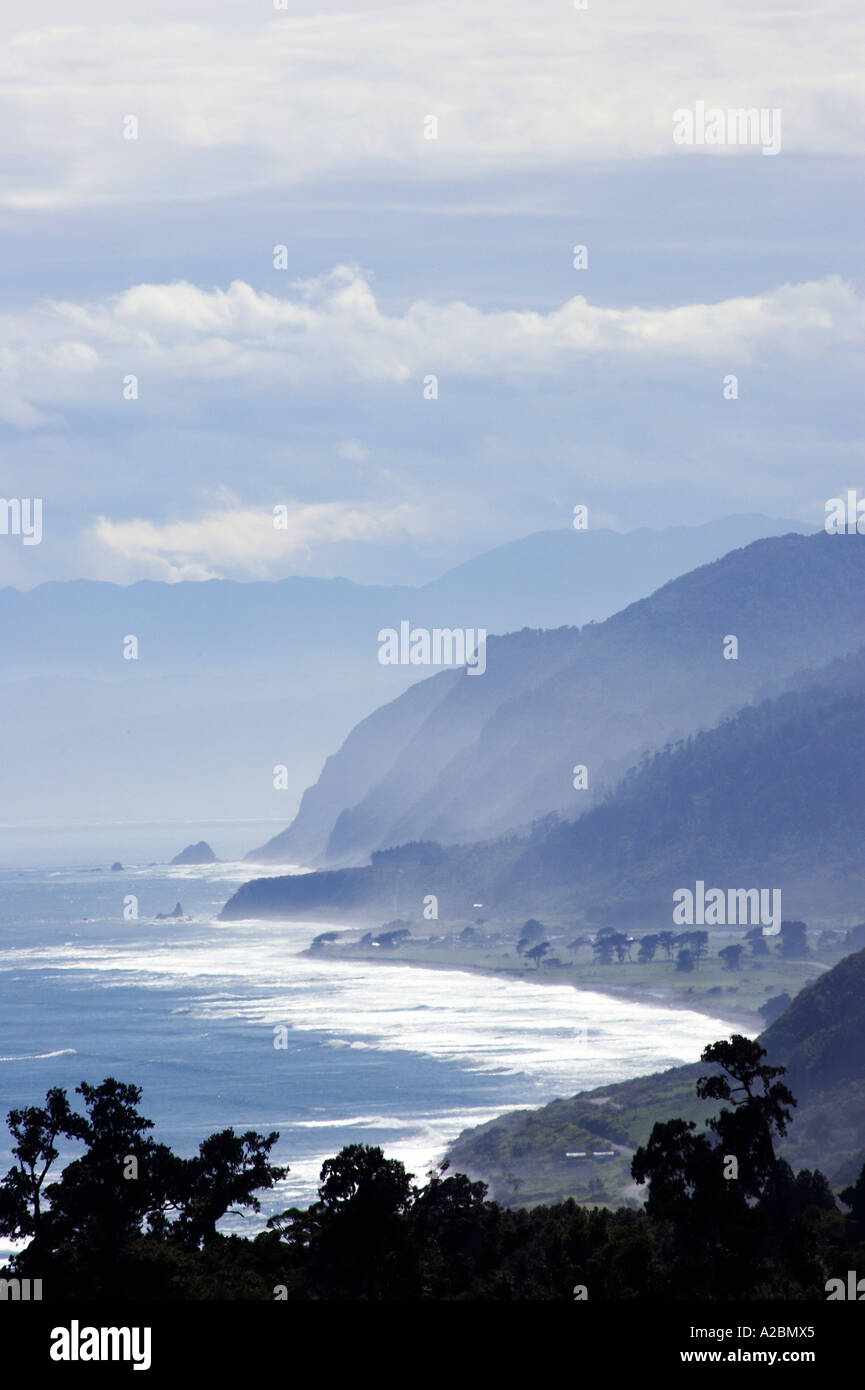 View of West Coast from Millerton near Granity South Island New Zealand Stock Photo