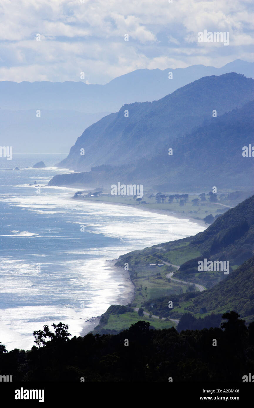 View of West Coast from Millerton near Granity South Island New Zealand Stock Photo