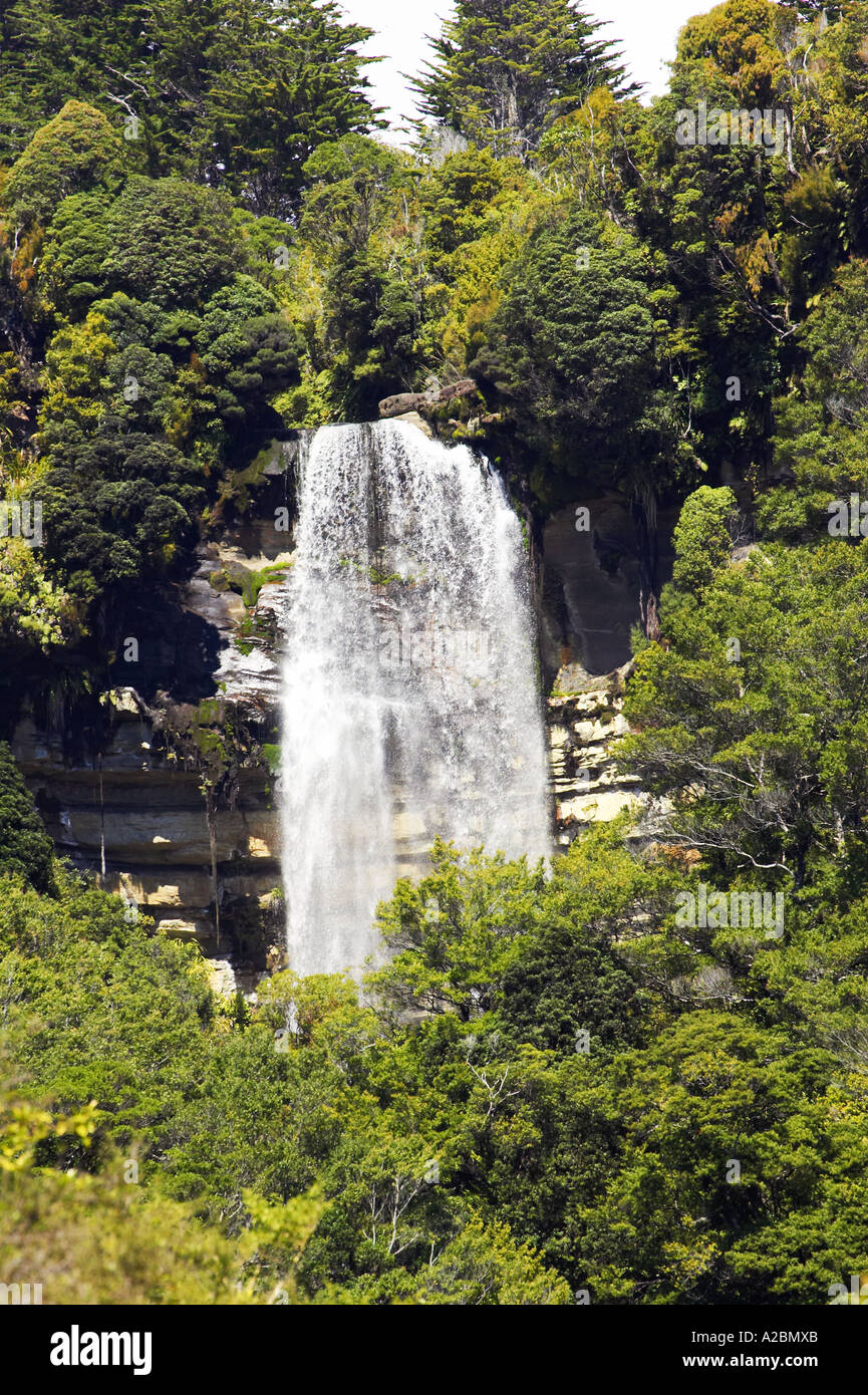 Waterfall Millerton near Granity West Coast South Island New Zealand Stock Photo