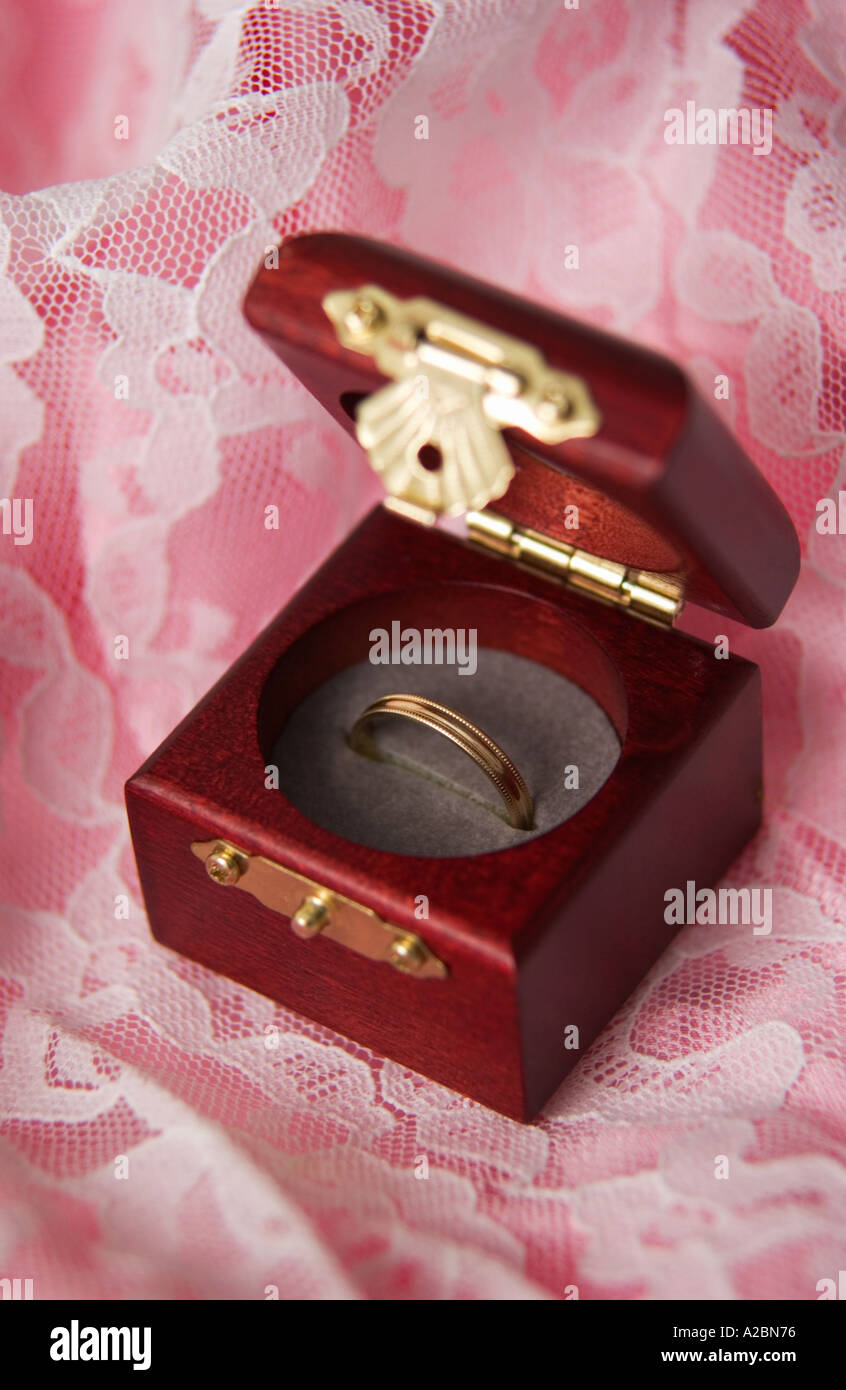 Wedding ring in box Stock Photo Alamy