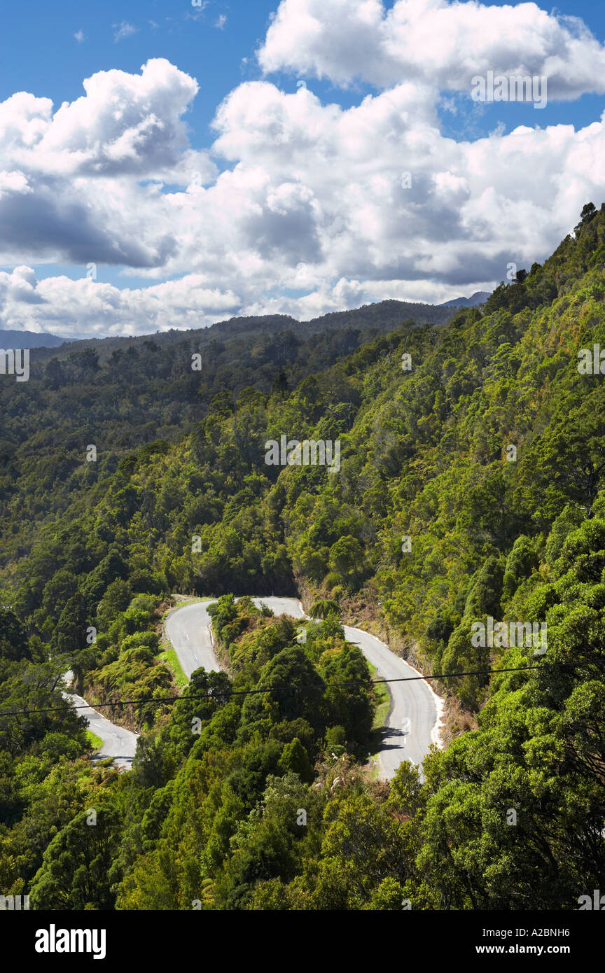 Road to Old Coal Mining Town of Millerton near Granity West Coast South Island New Zealand Stock Photo