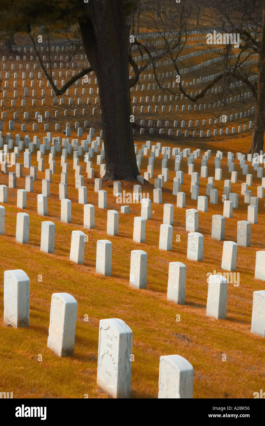 Military graves in Cave Hill Cemetery in Louisville Kentucky Stock