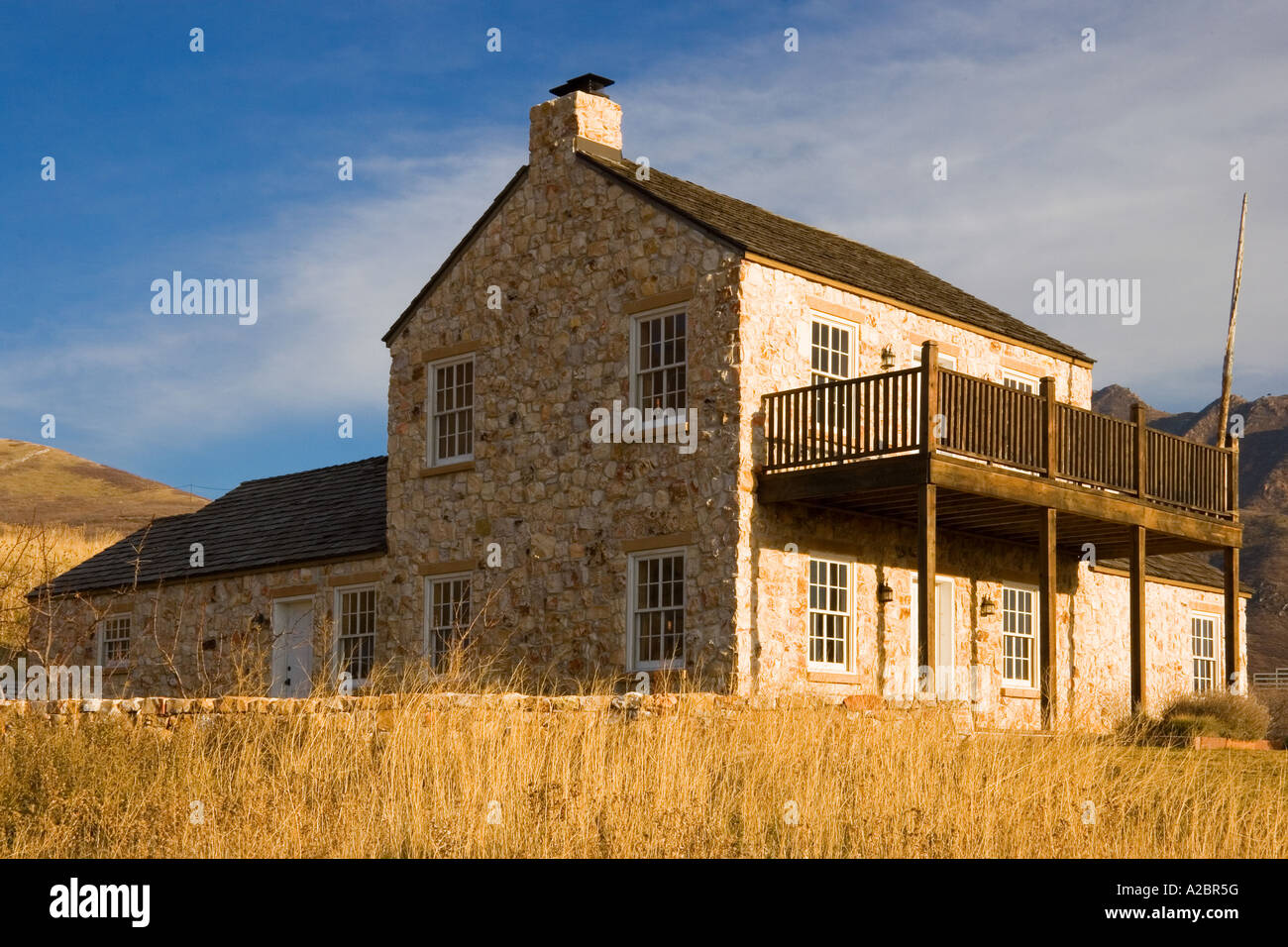 Old Mormon farm house in Old Deseret Village state park in Salt Lake City Utah USA Stock Photo