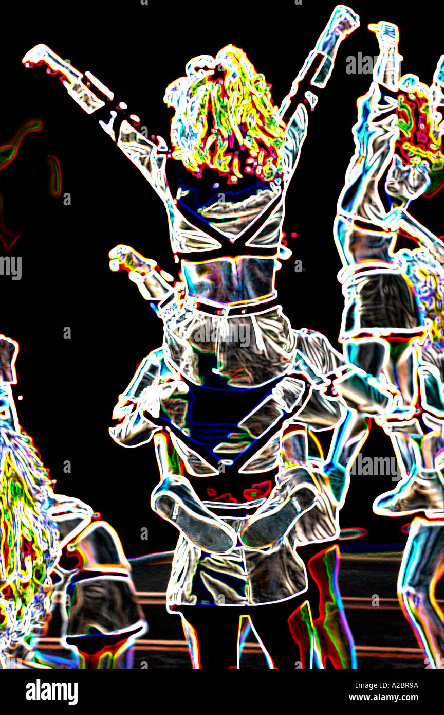 Digitized image of young girls in cheerleading competition Stock Photo