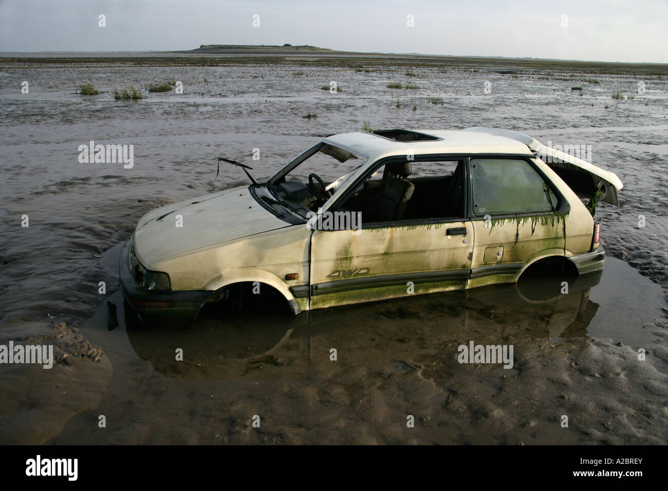 DUMPED CAR Cumbria UK Stock Photo