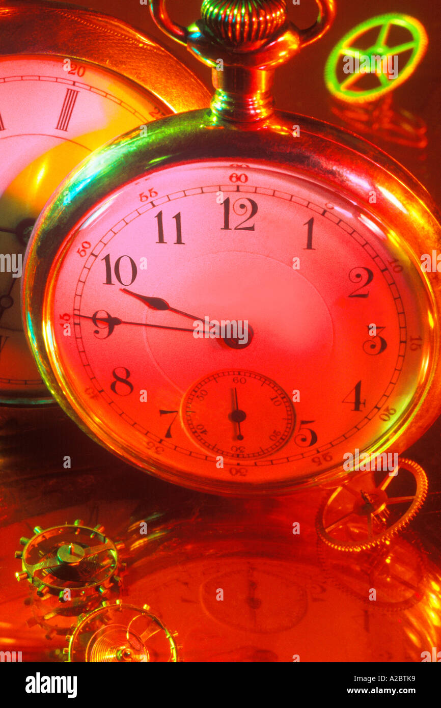 Pocket Watch and Gears Stock Photo - Alamy