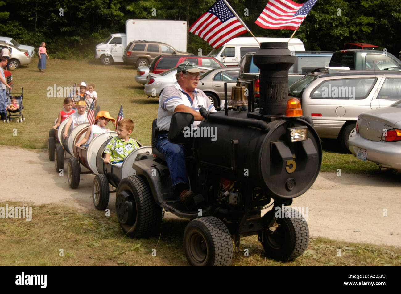 Home made train ride at Foster Old Home Days Foster RI USA Stock Photo