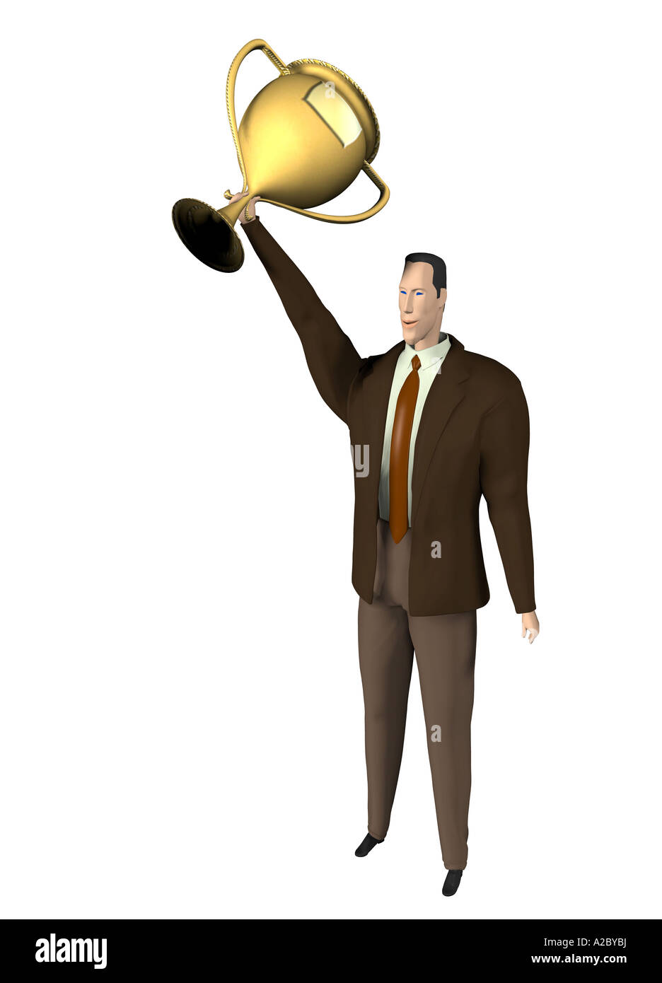 Businessman with trophy Stock Photo