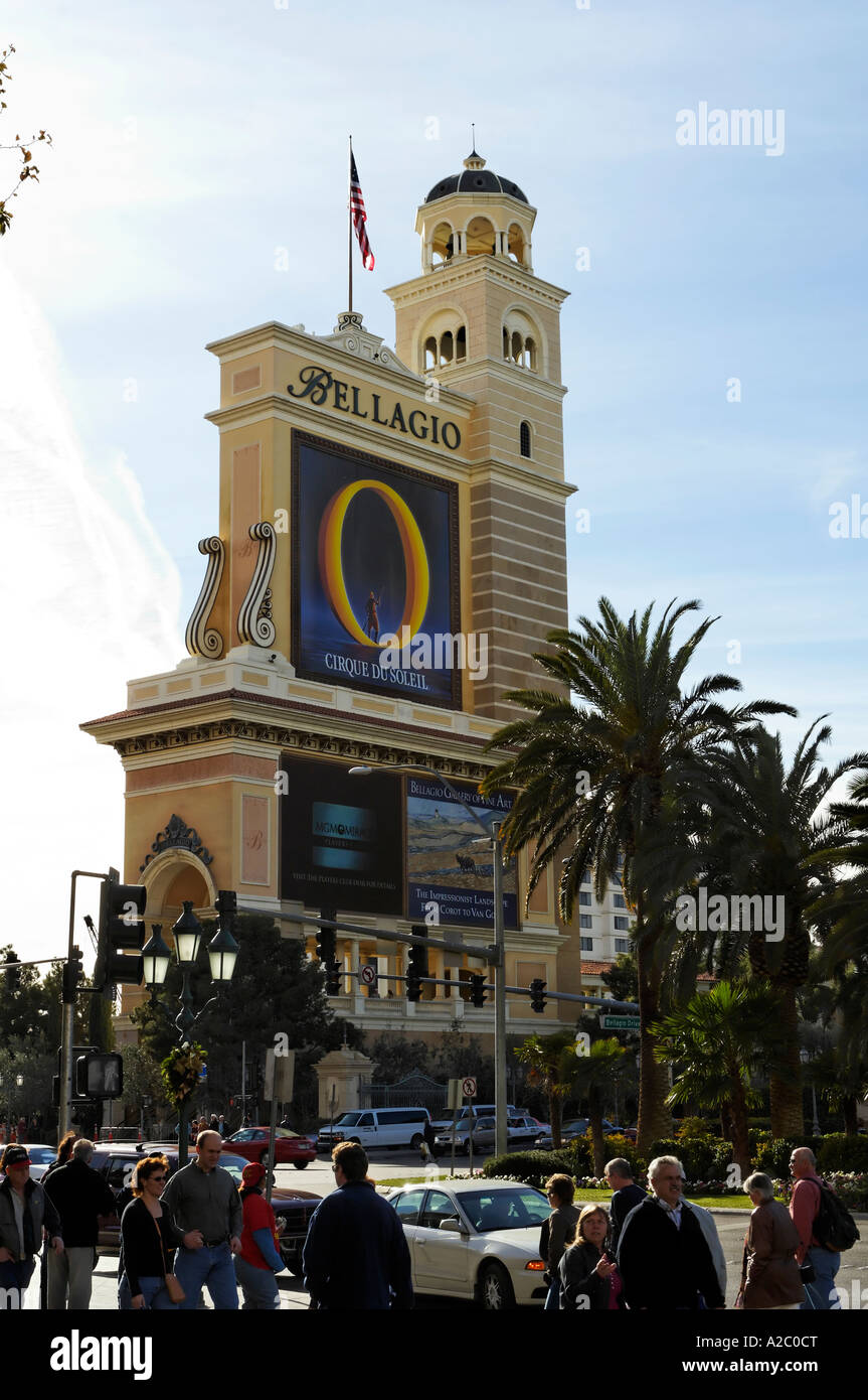 An Advertising Board Outside the Bellagio Hotel and Casino on  the Strip in Las Vegas Stock Photo