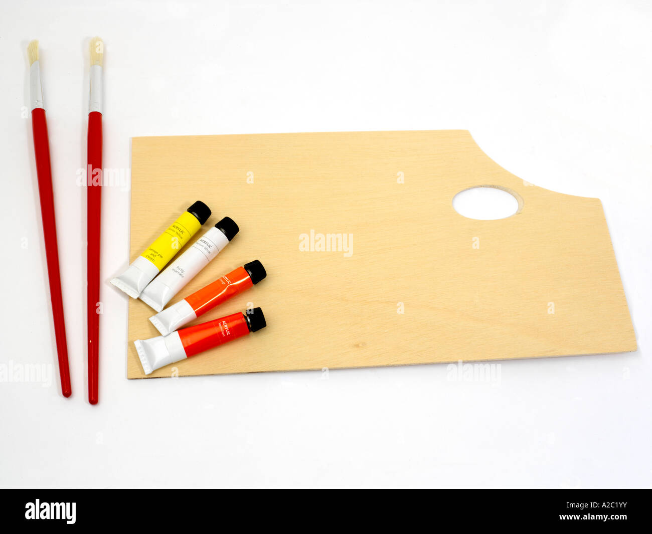 Artists Easel, Paint Brushes, Paints Stock Photo Alamy