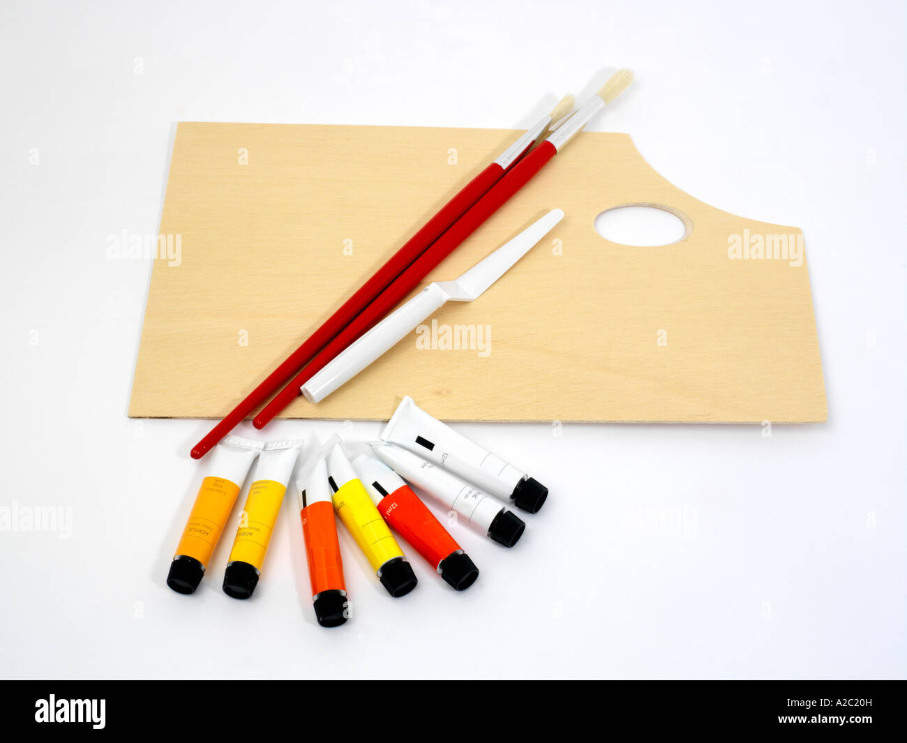 Artists Easel, Paint Brushes, Paints, Palette Knife Stock Photo Alamy