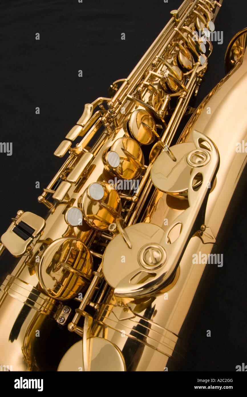 close up of saxophone Stock Photo