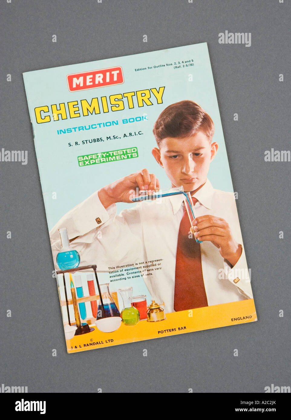 chemistry set instruction book Stock Photo