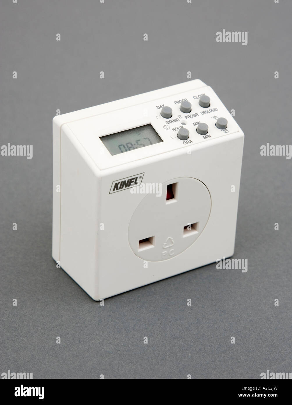 240 volt mains power socket with digital timer Stock Photo