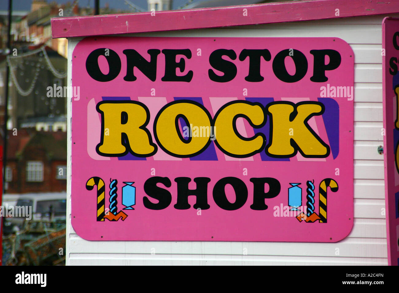 Seaside rock shop at Scarborough, England Stock Photo