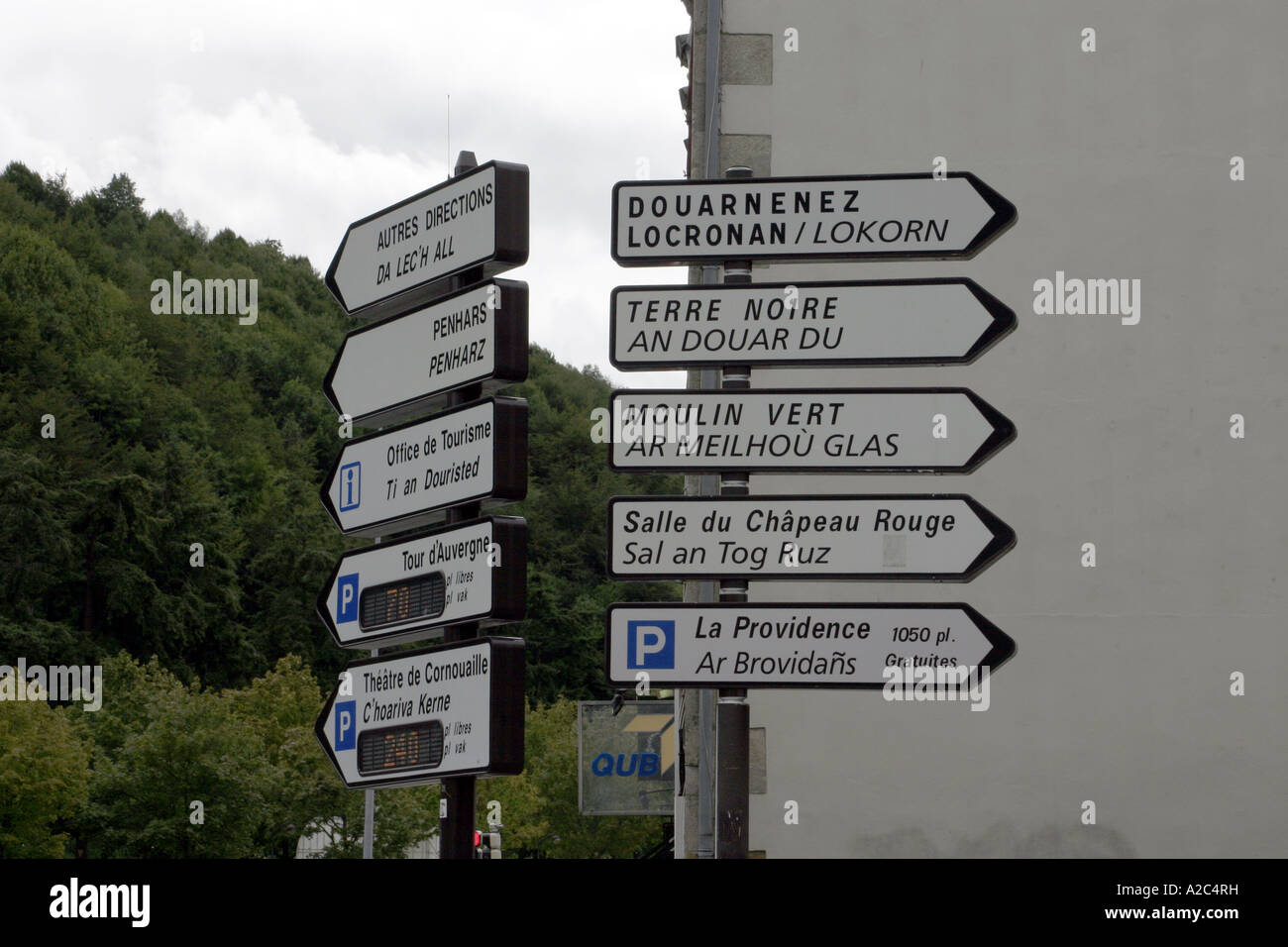 Road signs in Quimper, Brittany, France Stock Photo