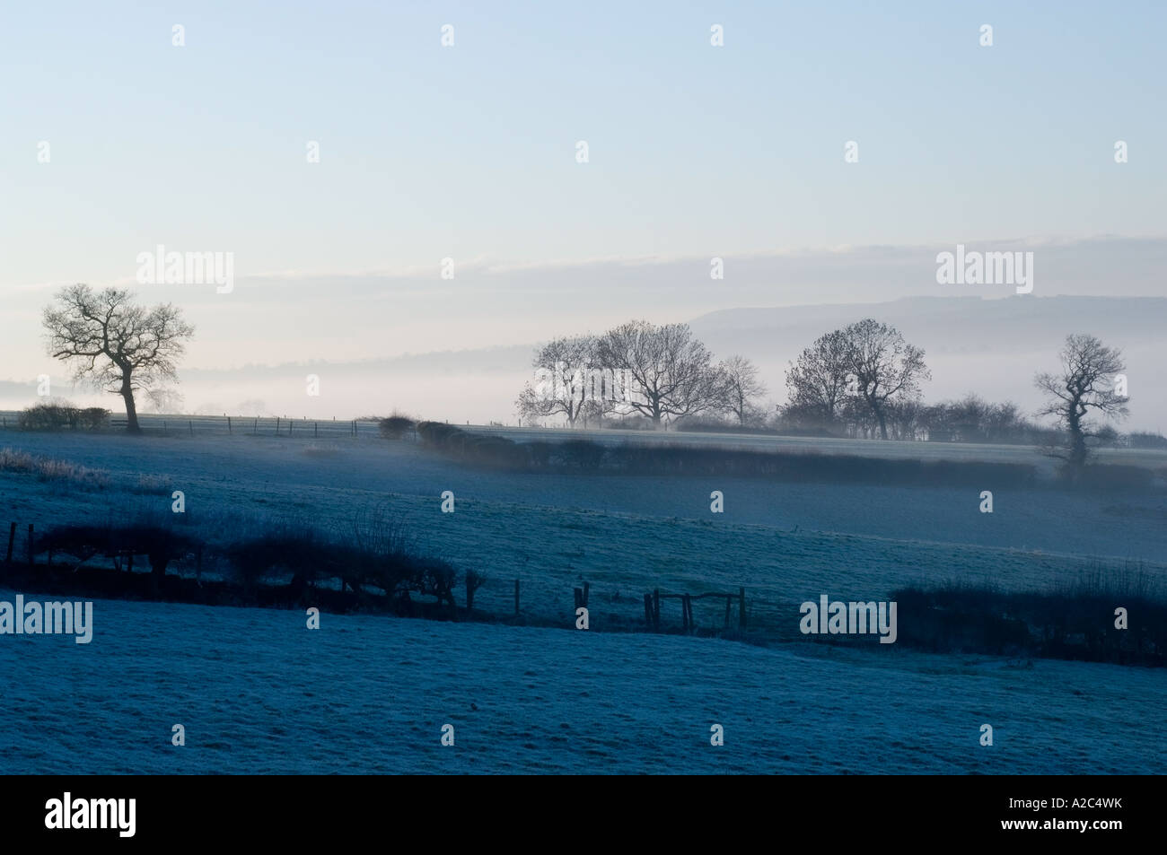 Mist over the Derbyshire town of Ashbourne the gateway to the Peak District Stock Photo