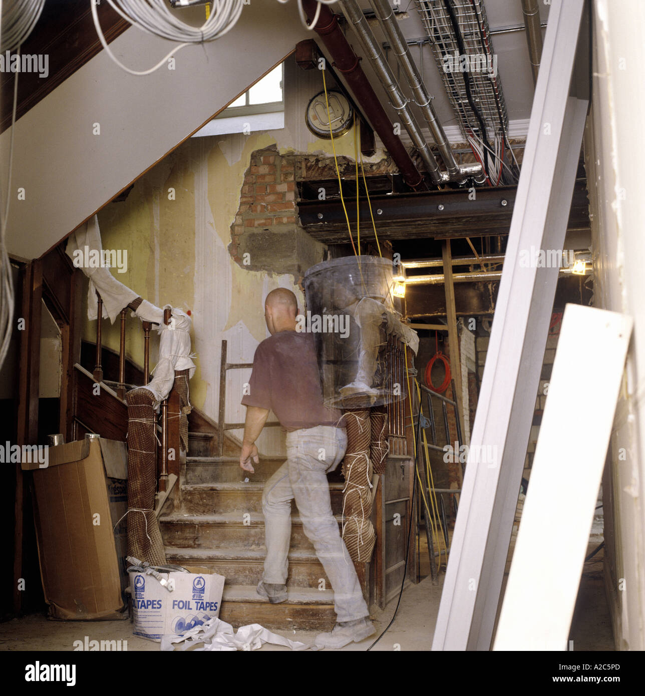 a man working on an interior building site Stock Photo