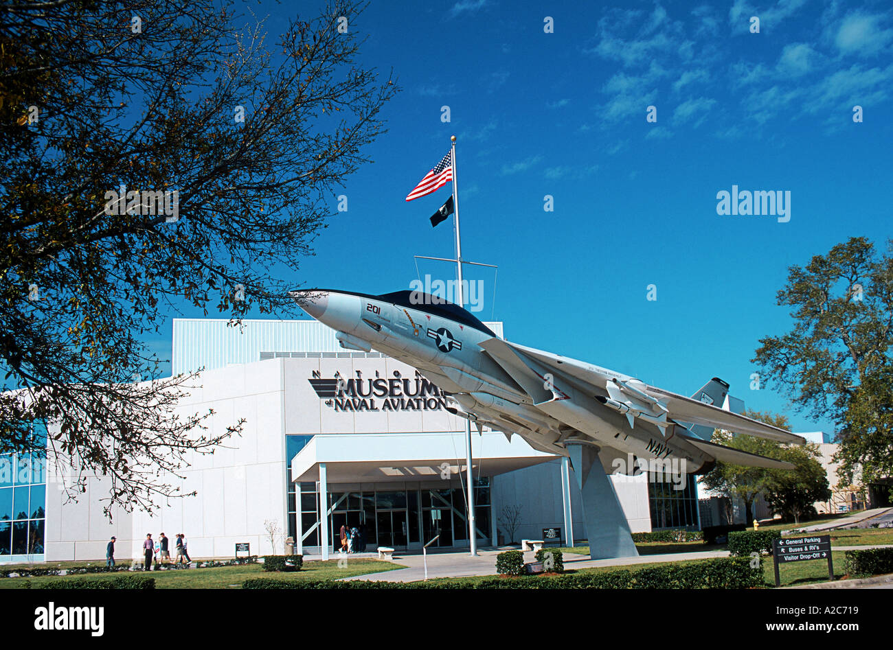 An F 14 Tomcat on display in front of the National Museum of Naval Aviation Pensacola Florida USA Stock Photo