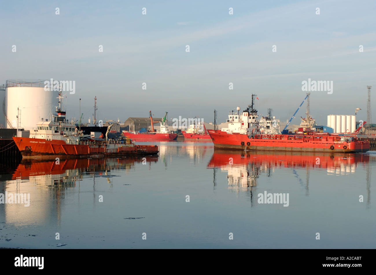 Oil Industry Supply Boats Aberdeen Harbour Stock Photo Alamy