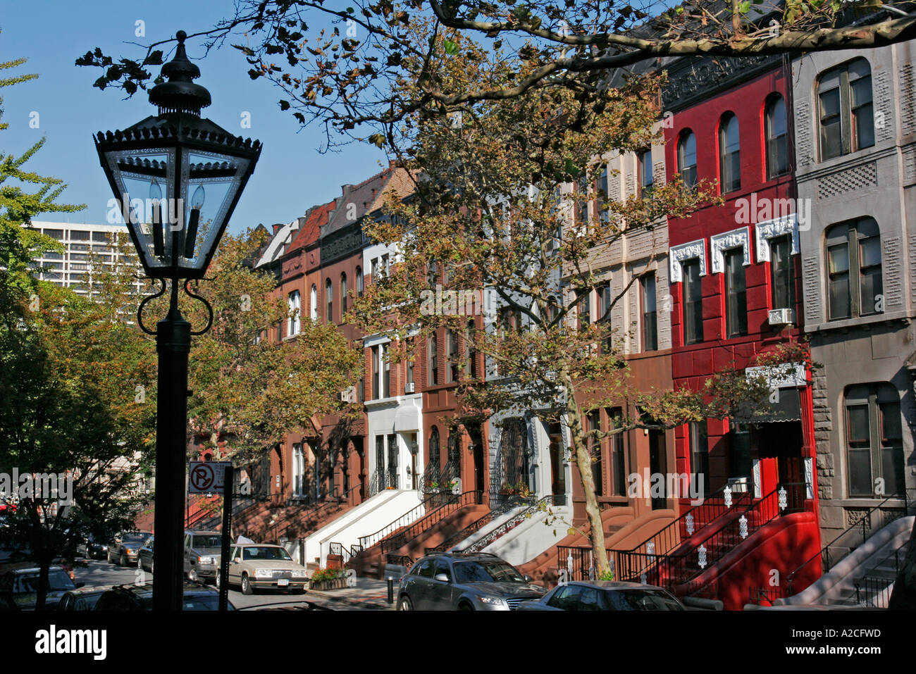 Harlem Brownstones Manhattan New York Stock Photo Alamy