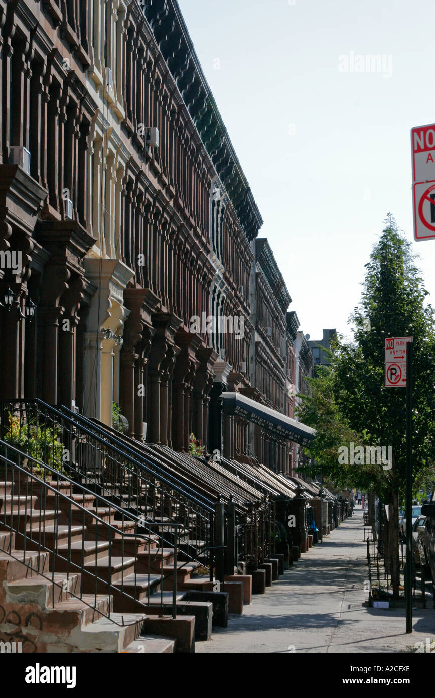 Harlem Brownstones Manhattan New York Stock Photo Alamy