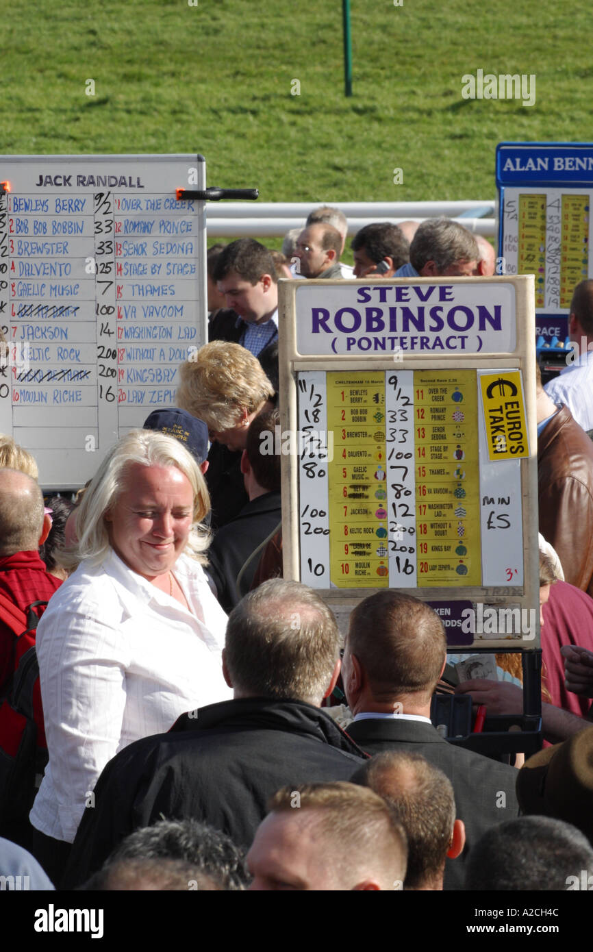 Female on course racing bookmakers at the Cheltenham Gold Cup meet Stock Photo