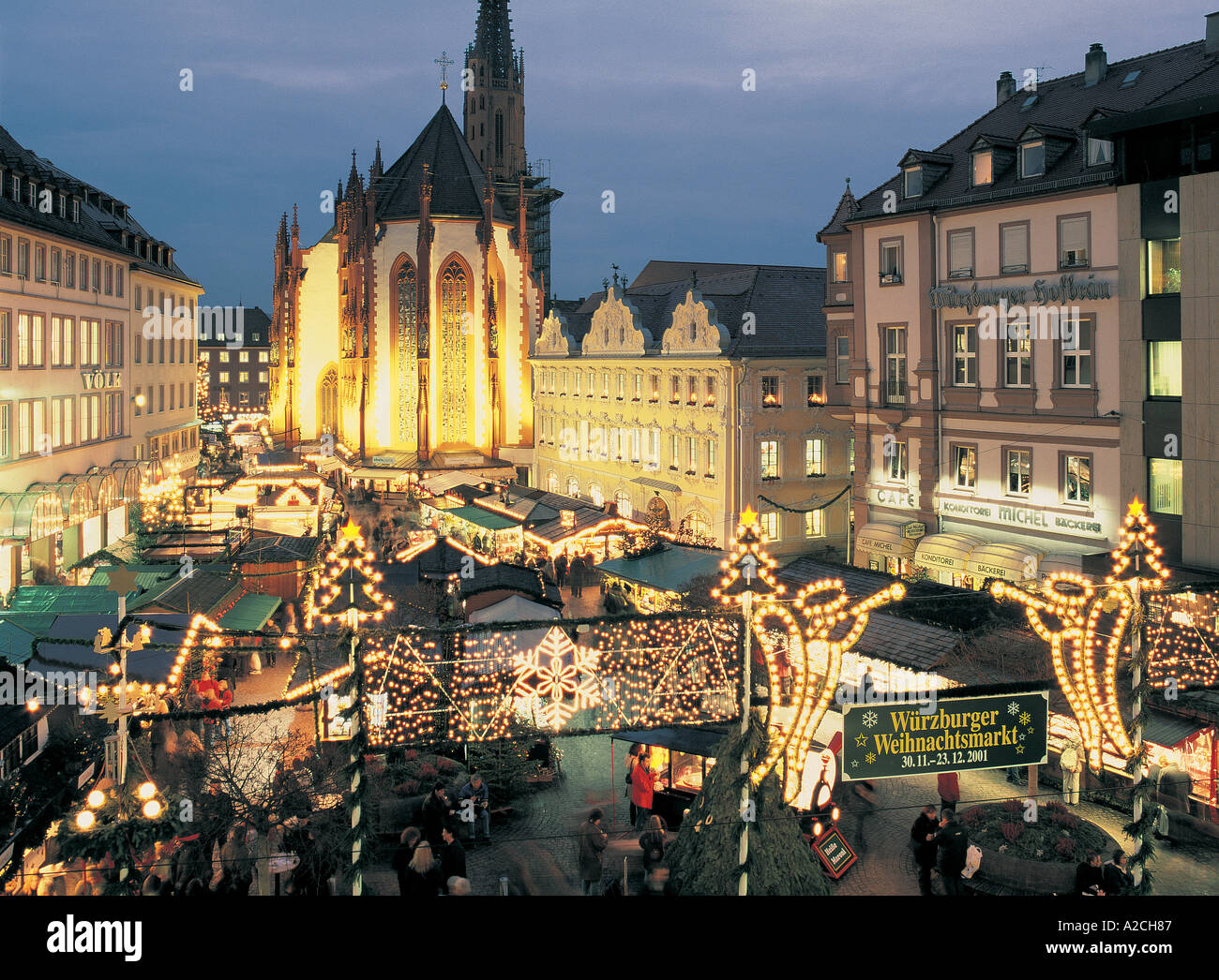 Germany Wurzburg Christmas Market in Main Square Stock Photo Alamy