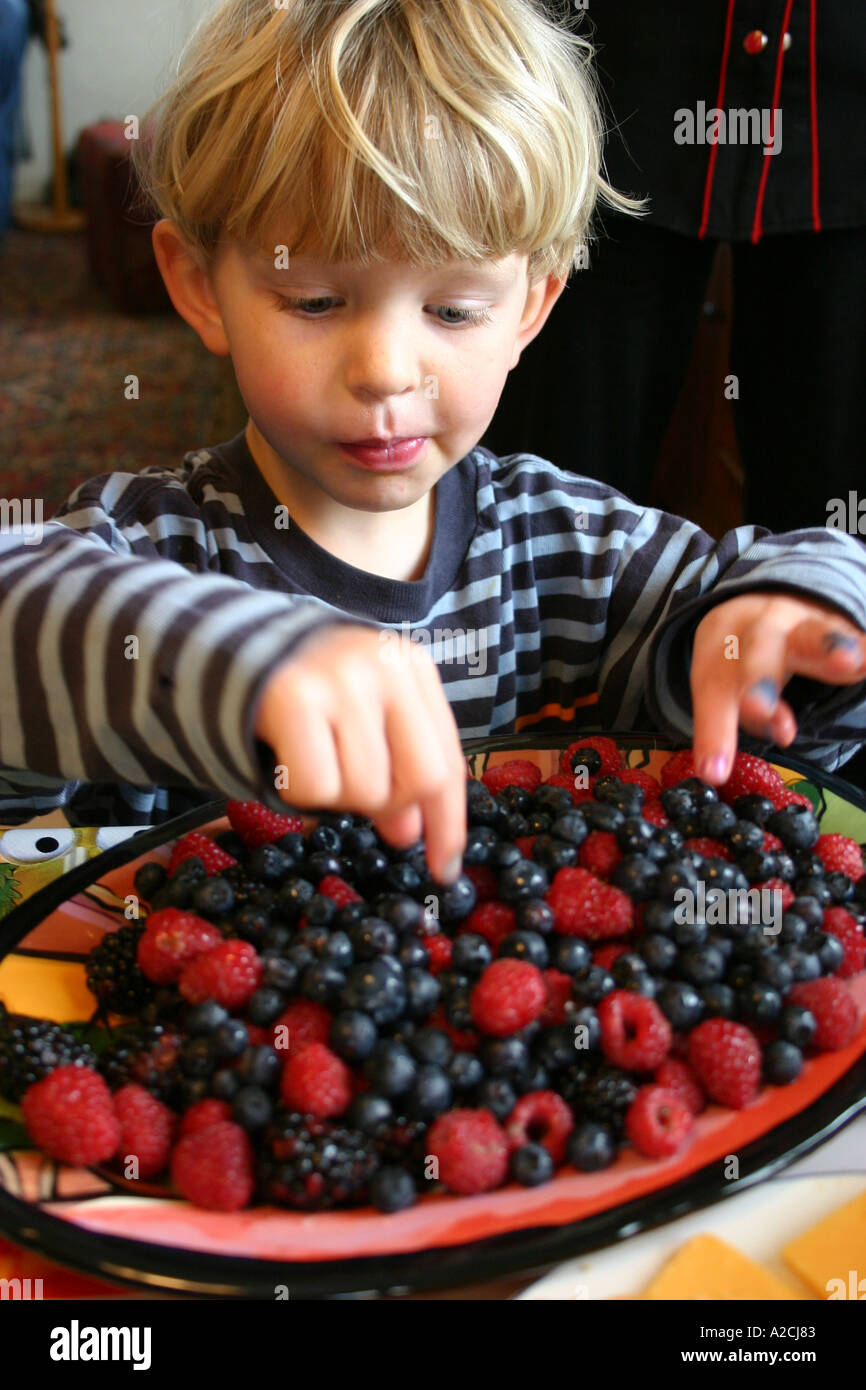 Boy eating blue berries hires stock photography and images Alamy