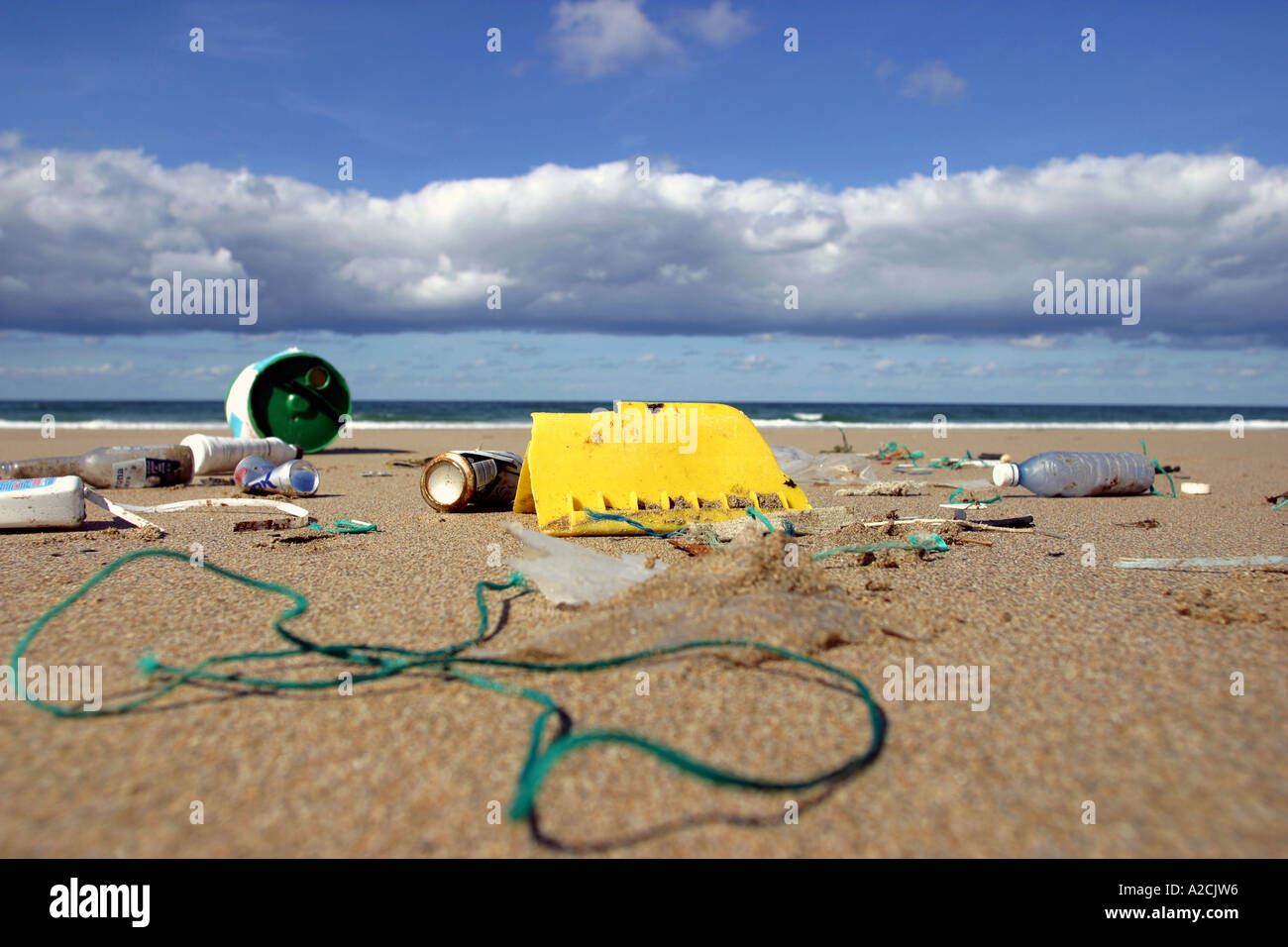 Rubbish washed up on a beach Cornwall UK Stock Photo - Alamy