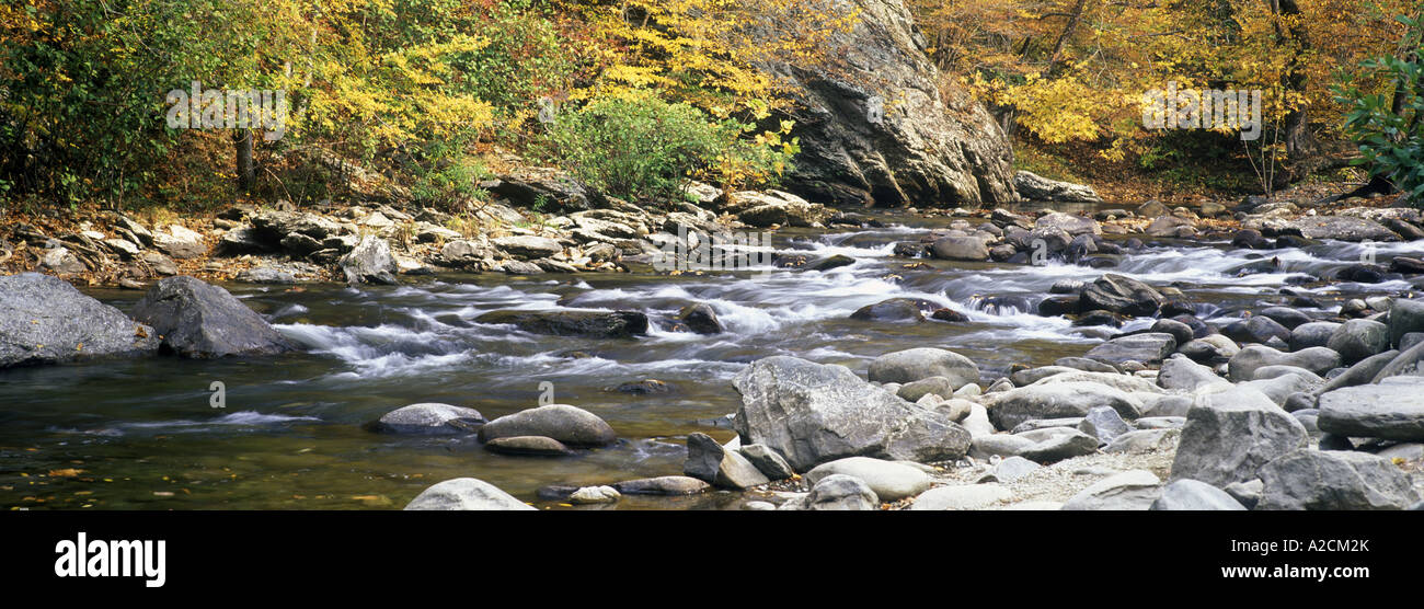 Tennessee Little River in Fall Autum colour Great Smoky Mountains National Park Tennessee Stock Photo