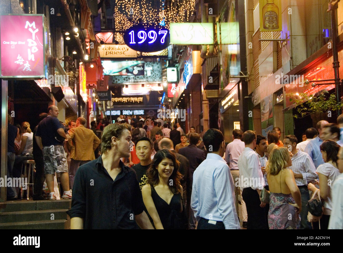 Busy weekend night in Lan Kwai Fong in Central District Hong Kong Stock Photo Alamy