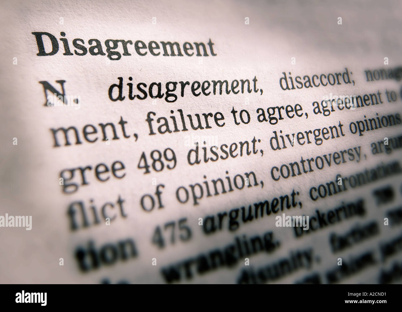 Thesaurus page showing definition word hires stock photography and