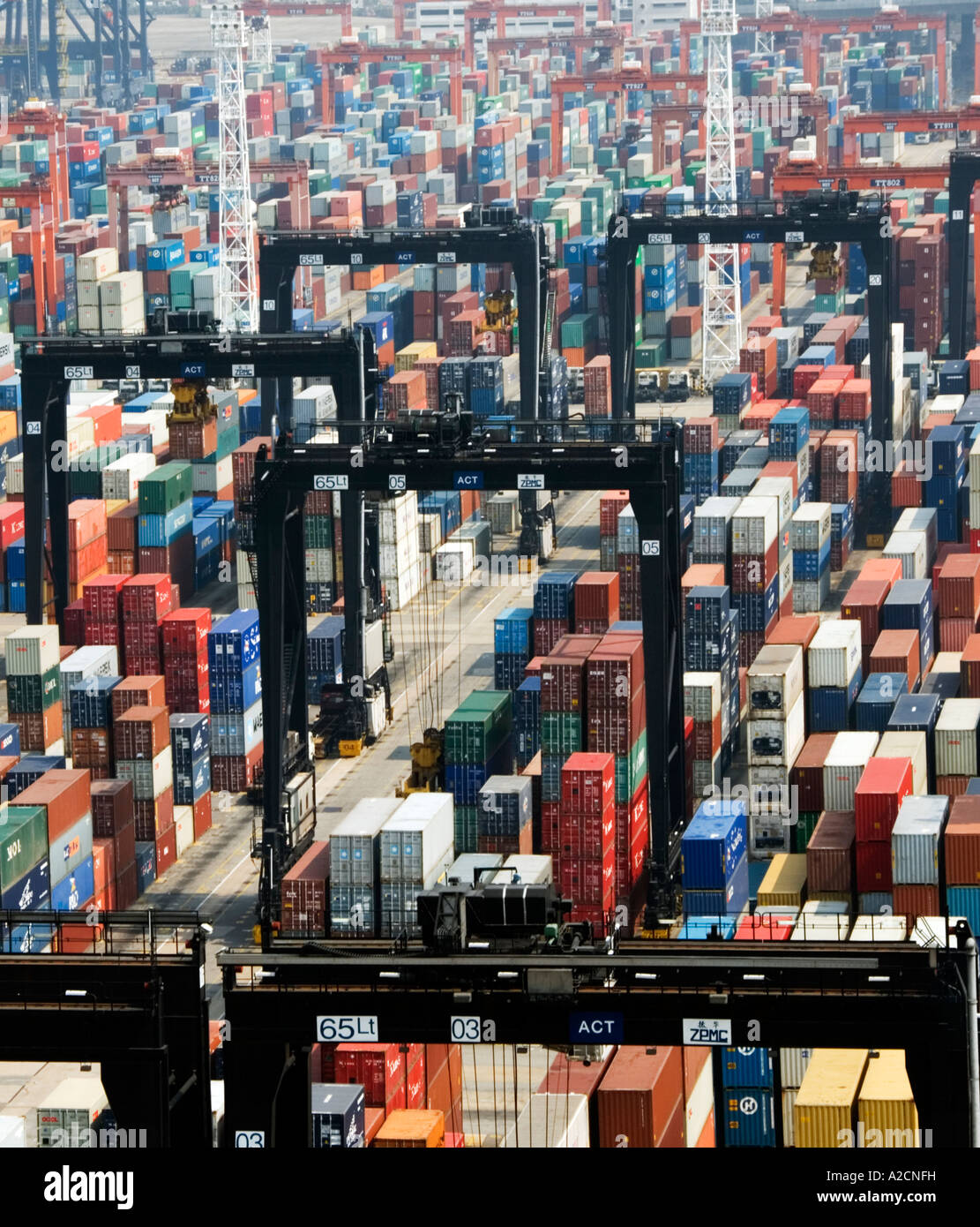Container terminals at Kwai Chung port in Hong Kong Stock Photo - Alamy