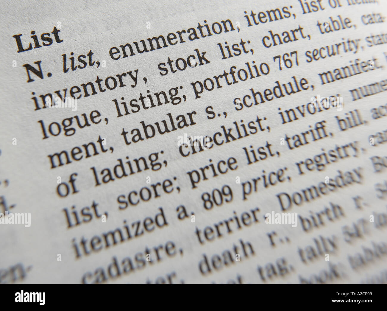 Thesaurus list hires stock photography and images Alamy