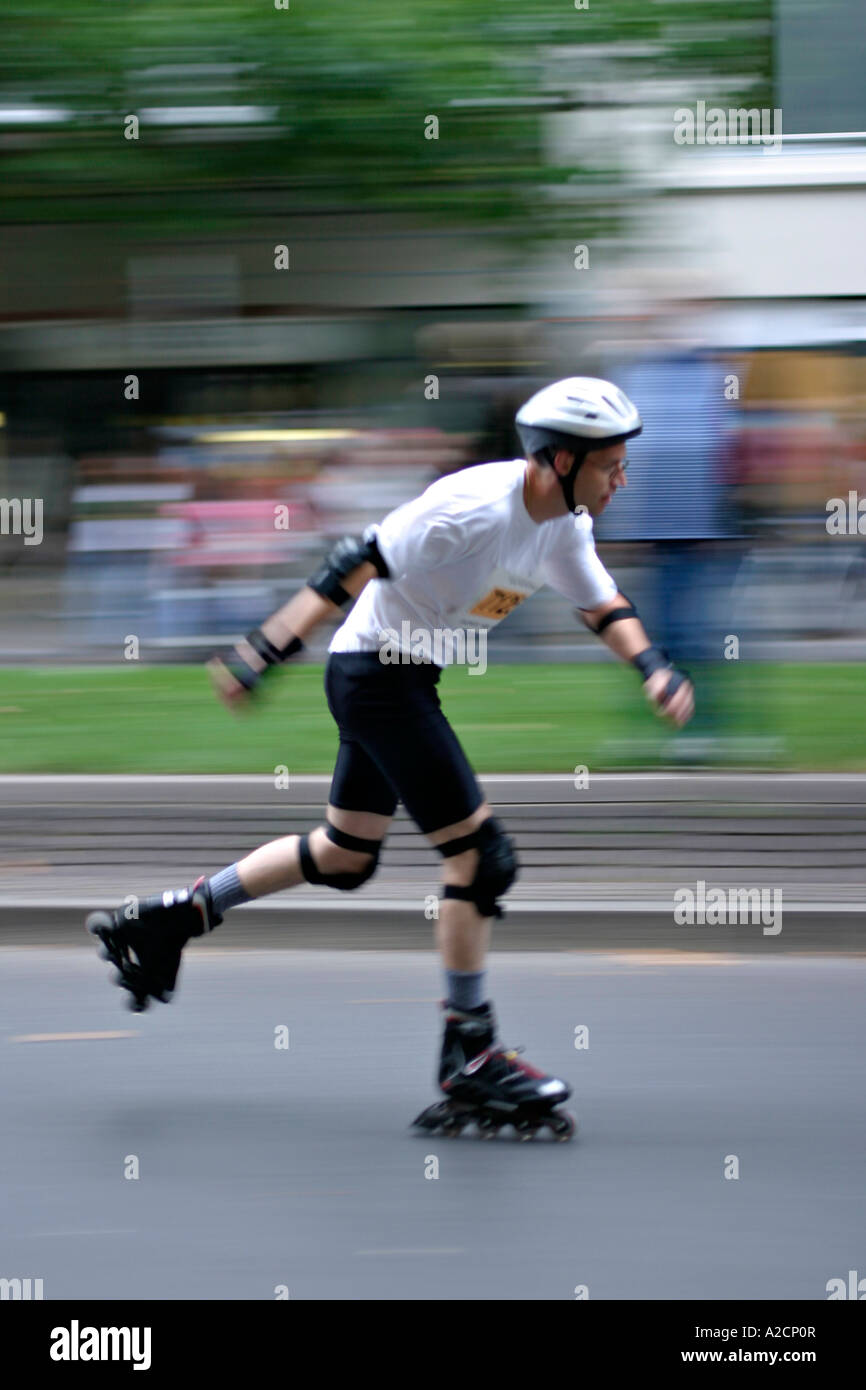 Rollerblading in Berlin , City Night 5th August 2006 Stock Photo