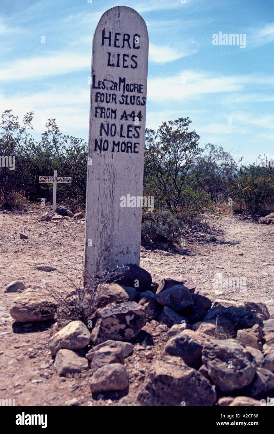 "Grave marker on "Boot Hill" in Tombstone, Arizona" Stock Photo
