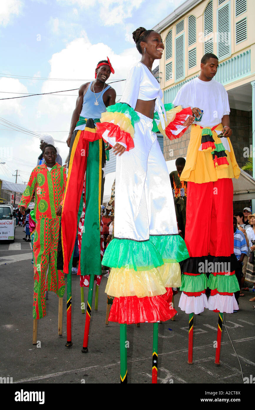 Stilt walkers at the Culturama Carnival in Nevis Caribbean Stock Photo -  Alamy