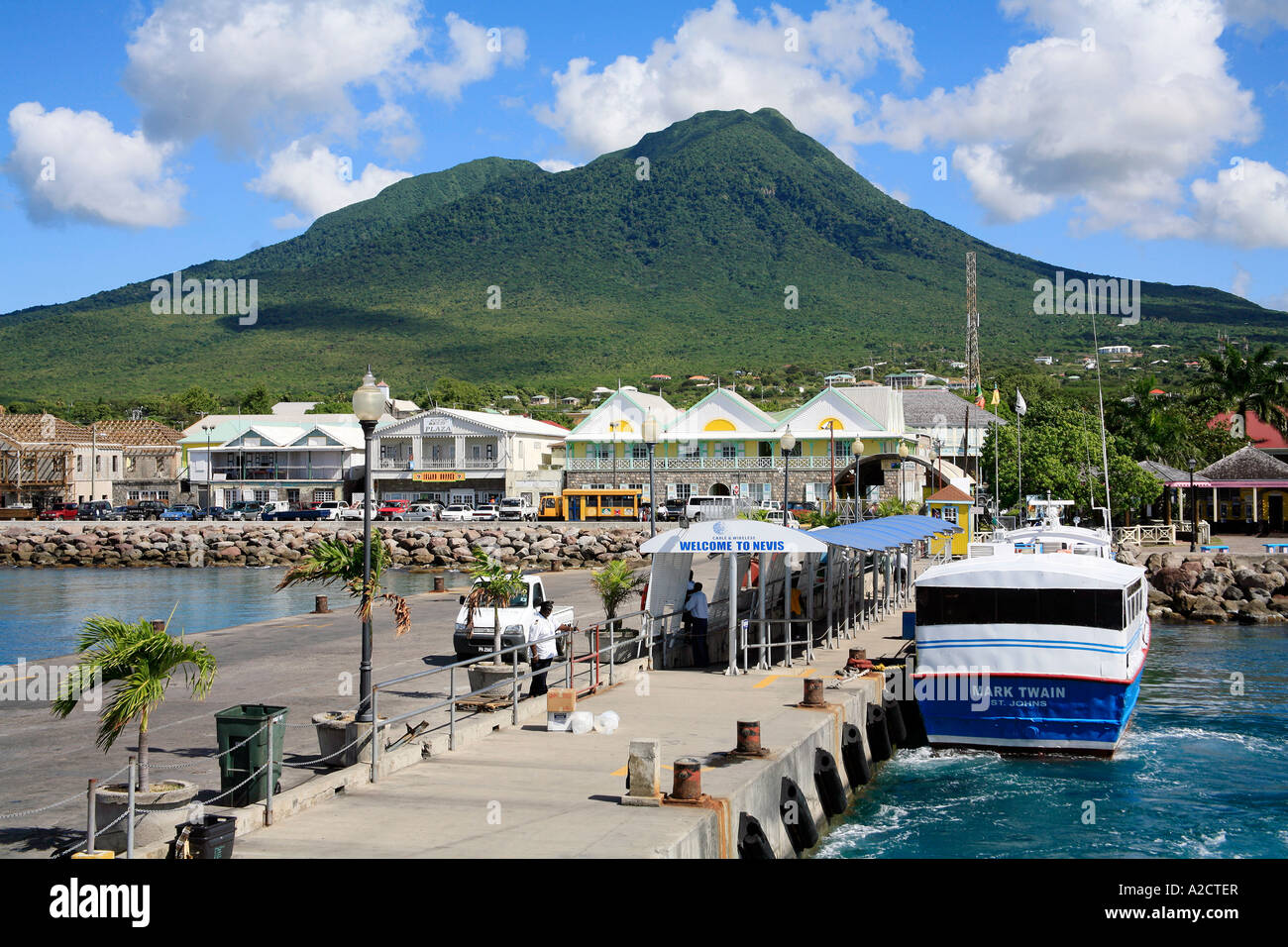 Harbour and Town of Charlestown at Nevis in the Caribbean Stock Photo