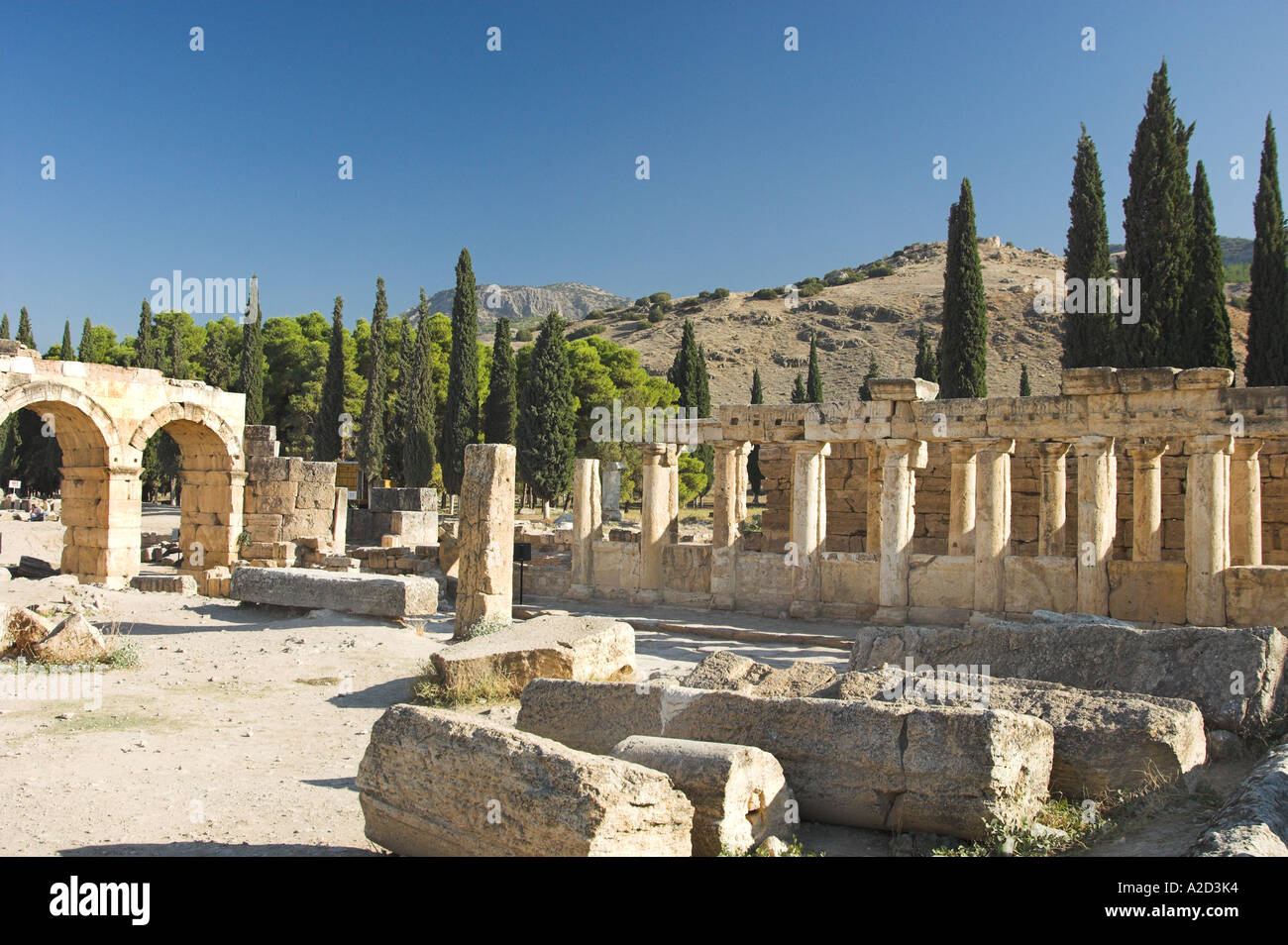Frontinus Street and the triple gate of Domintian in the ruins of ...