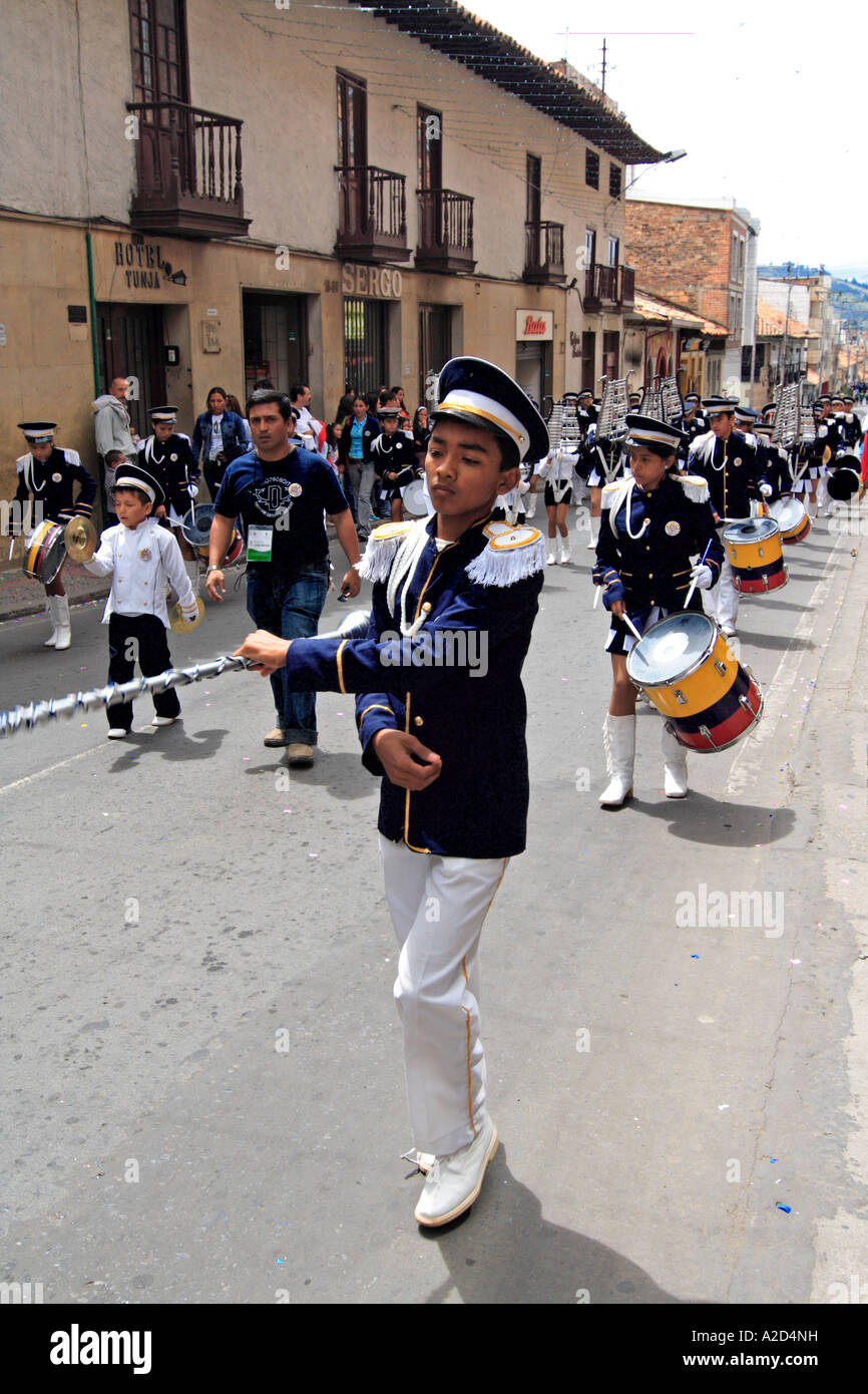 an high school marching band young musician during a carnival parade