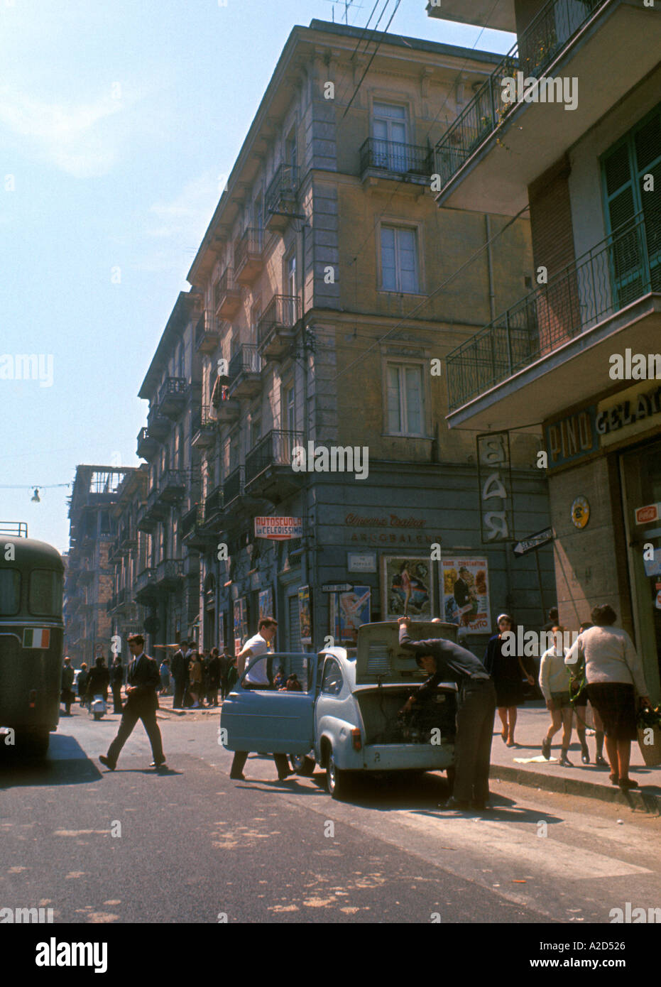 Vintage 1965 Italy Naples Street scene  Stock Photo