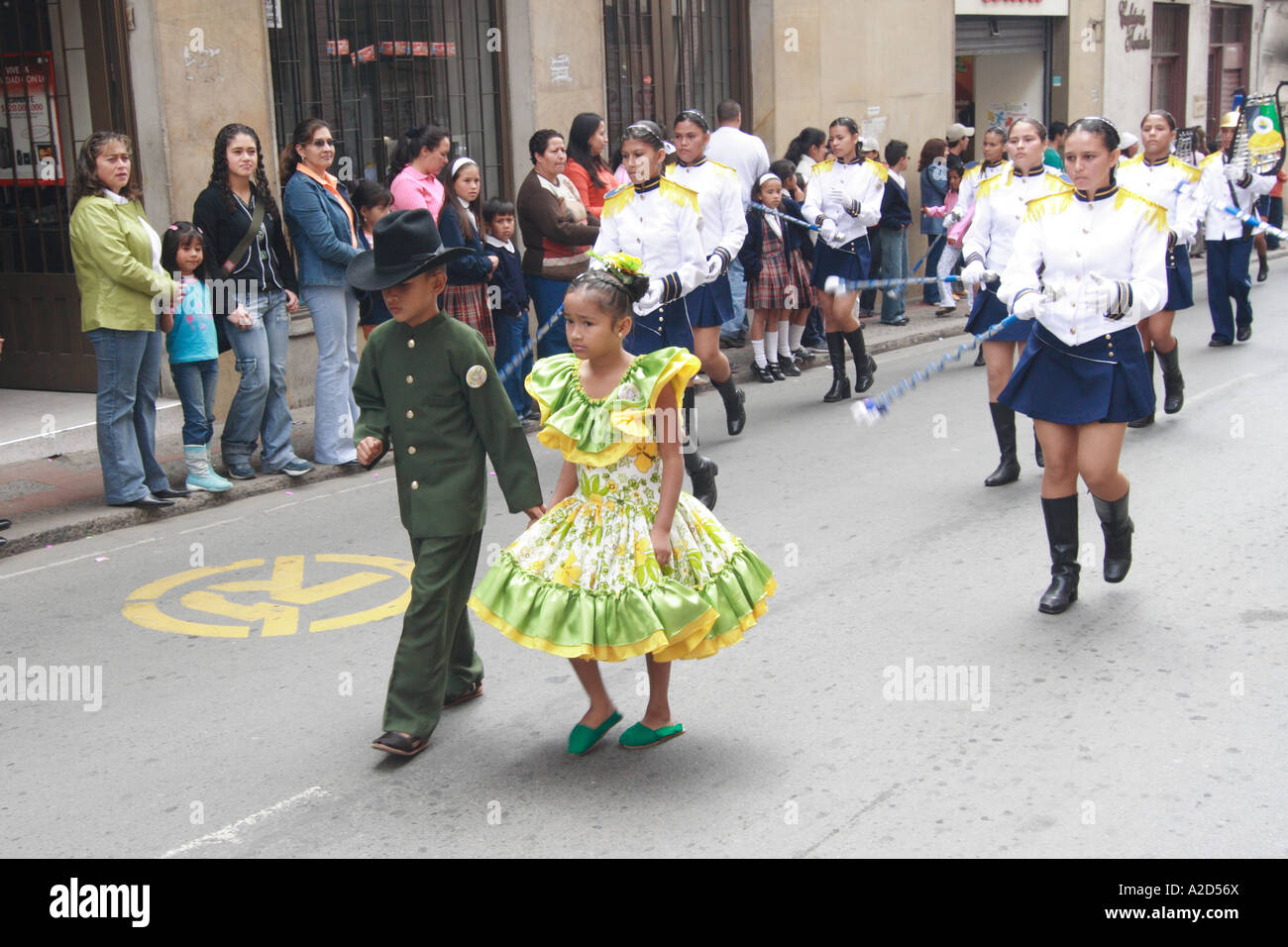 an high school marching band during a carnival parade, Tunja, Boyacá
