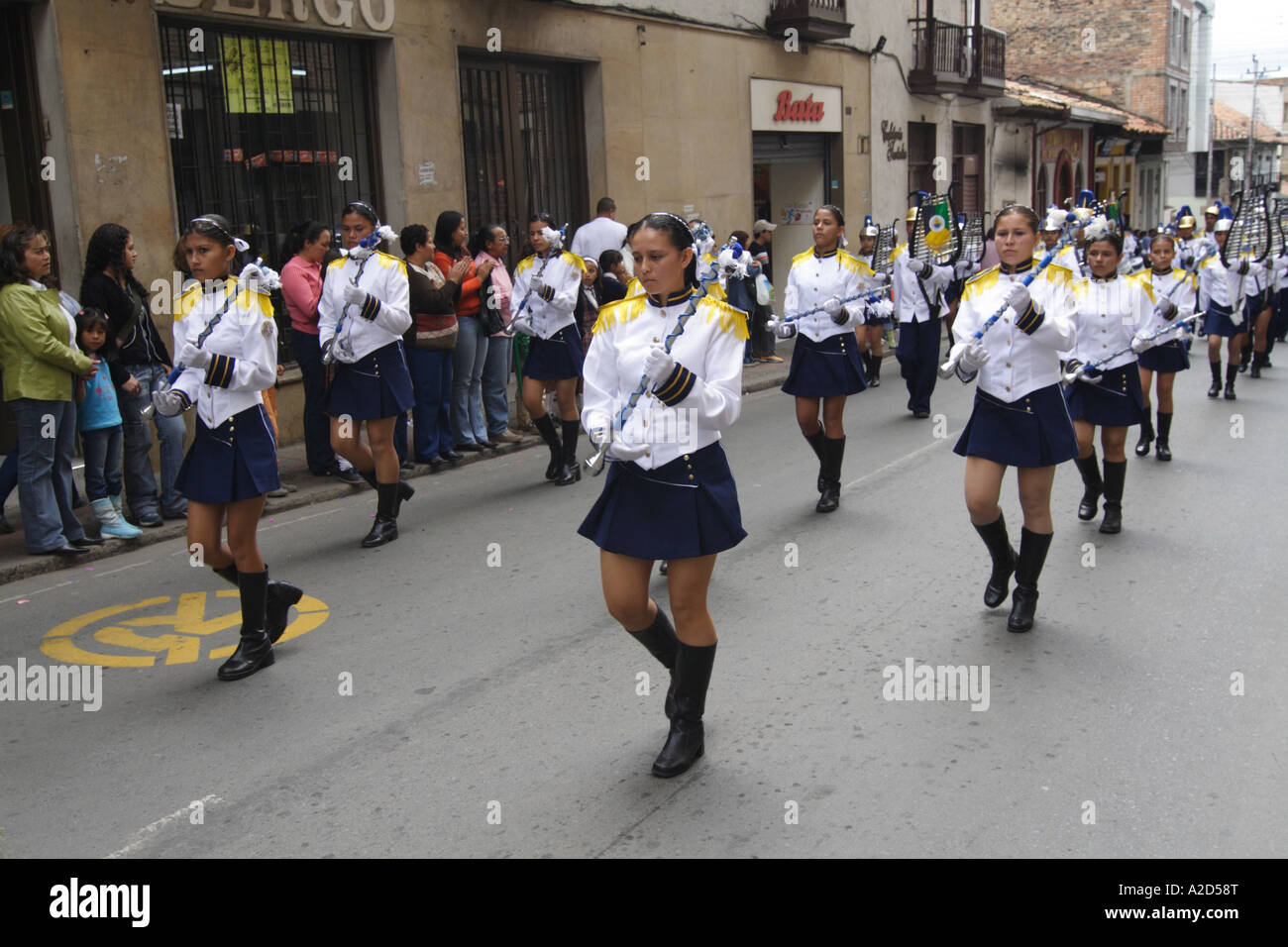 an high school marching band during a carnival parade, Tunja, Boyacá