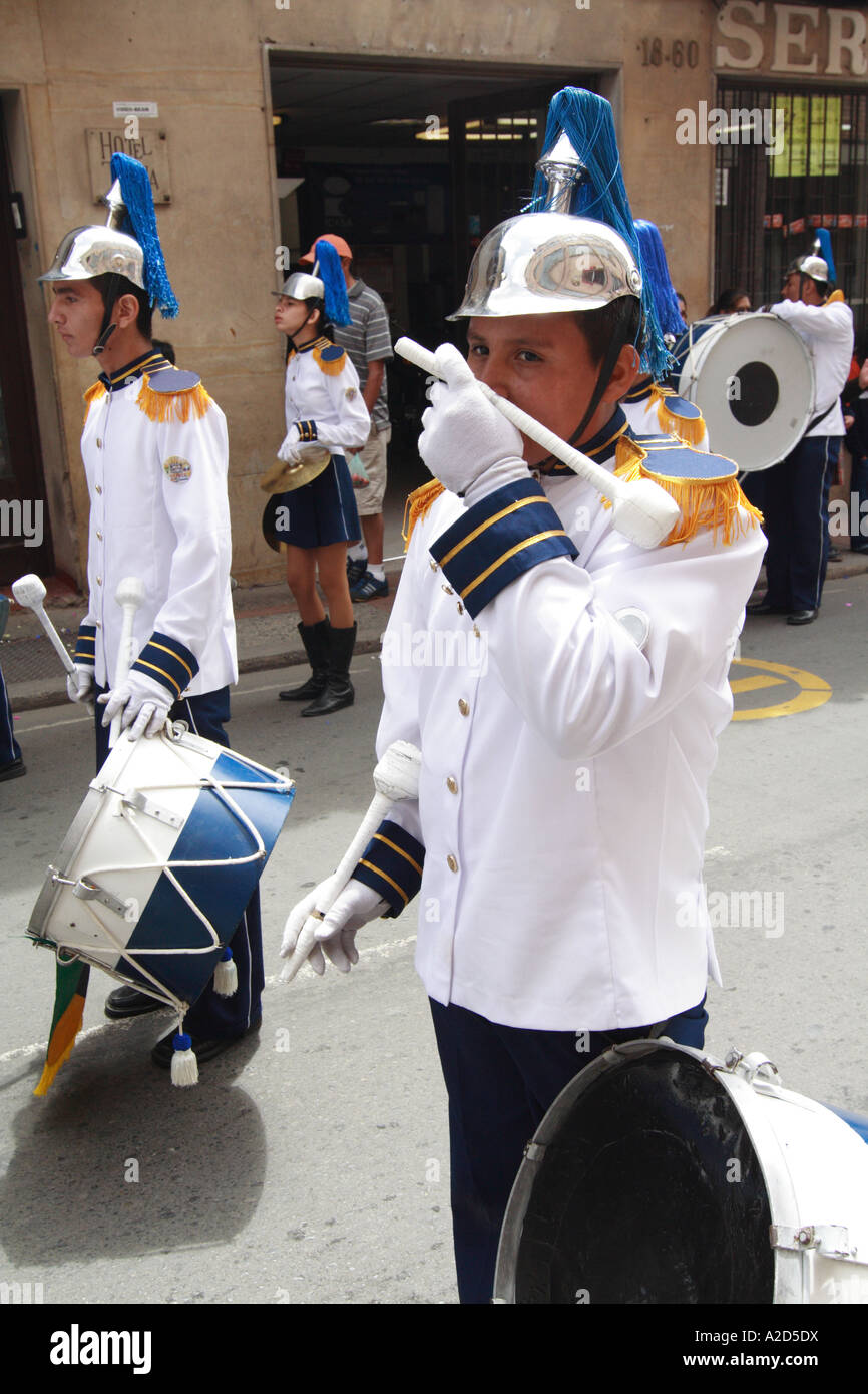 an high school marching band young student during a carnival parade
