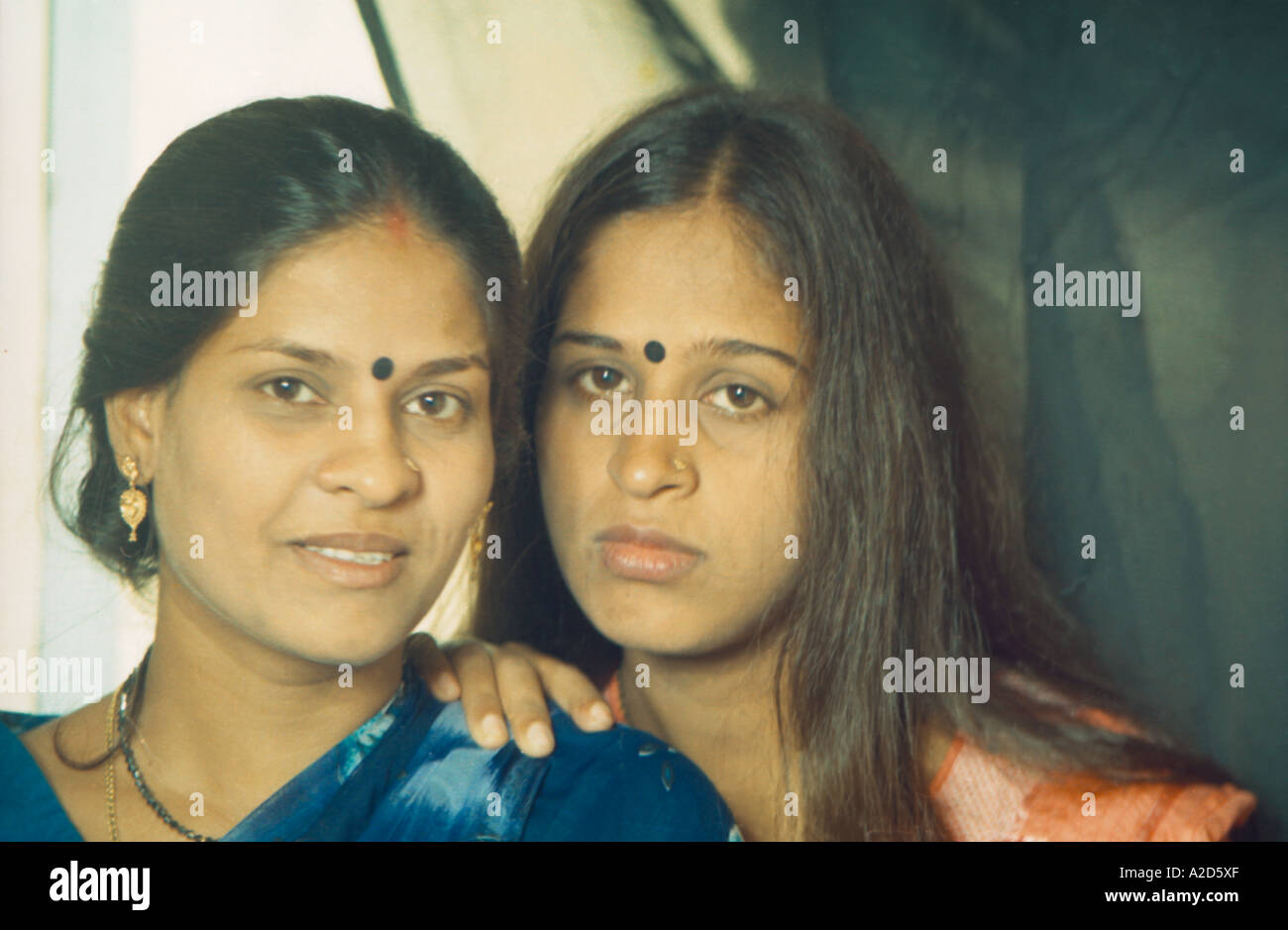 AKM76824 South Asian Indian women two real sisters India   MR Number 659 Stock Photo