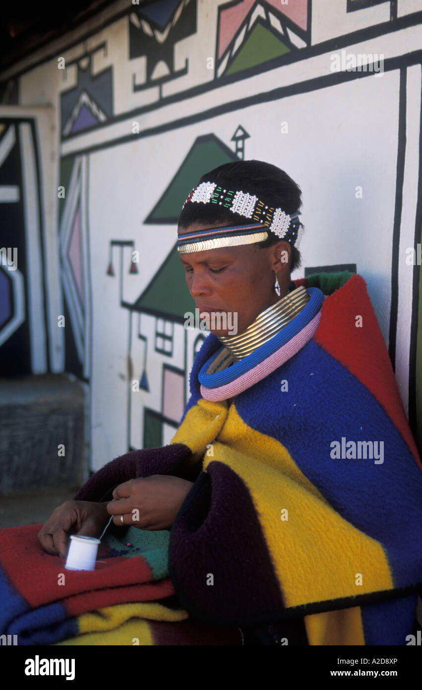 Ndebele woman, Botshabelo Ndebele village, South Africa Stock Photo