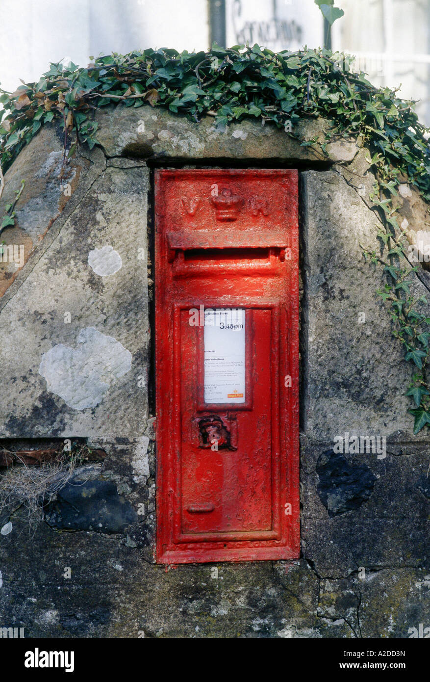 Victorian Letterbox (VR) in a Campsie Fells Village, North of Glasgow, Central Scotland Stock Photo