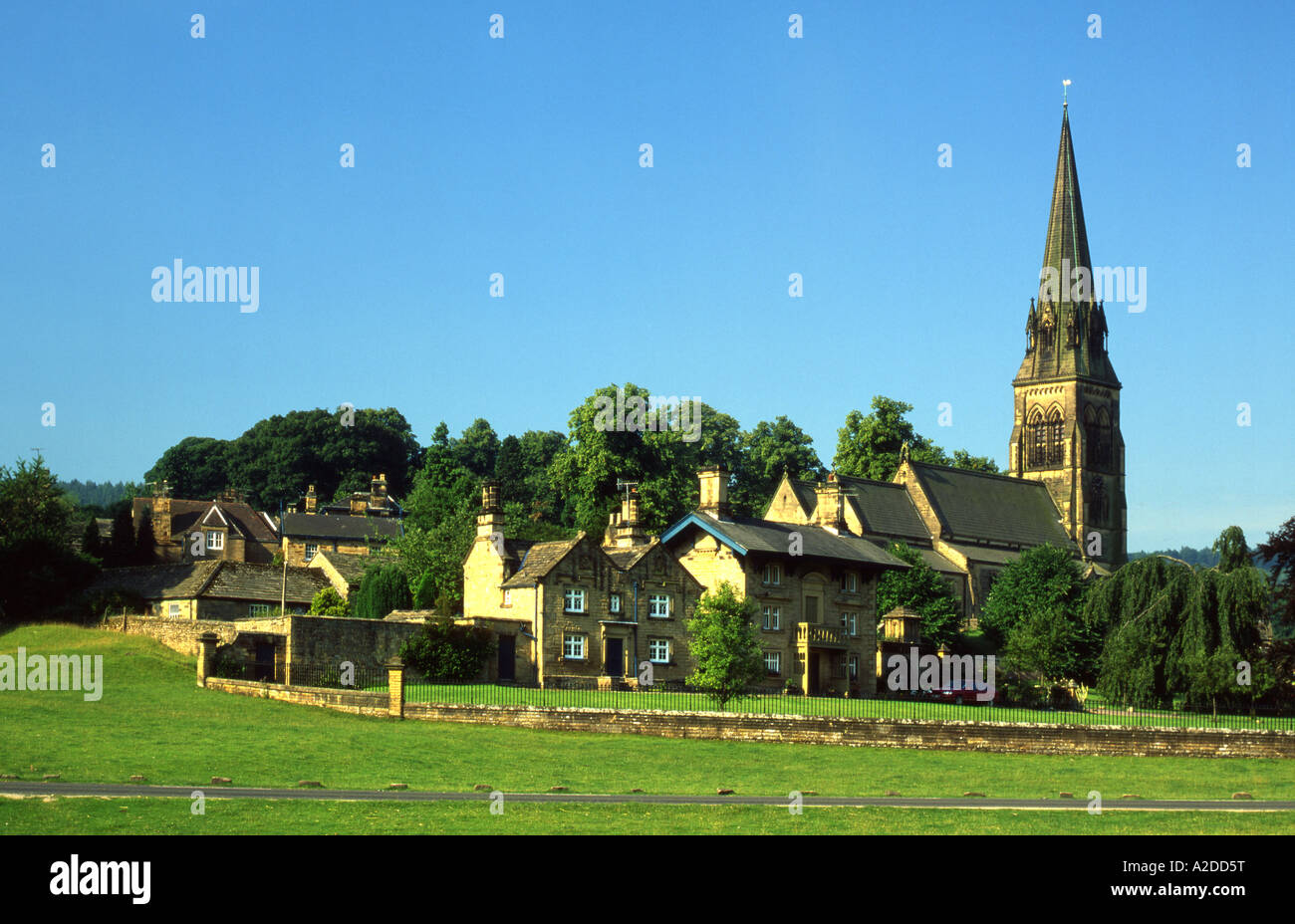 Edensor Village, Derbyshire, England Stock Photo