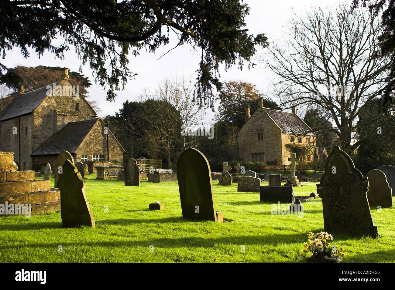 The Churchyard at St Andrew's Church Trent Dorset Stock Photo